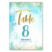 Bat Mitzvah Turquoise Waterverf Girly Gold Script Kaart (Achterkant)