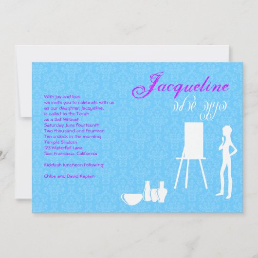 Bat Mitzvah Uitnodiging Art Theme Birthday (Voorkant)