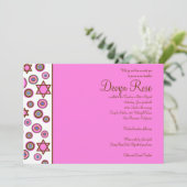 Bat Mitzvah Uitnodiging Devyn Roos Roze (Staand voorkant)