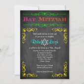 Bat Mitzvah Uitnodiging | Neon Chalkboard (Voorkant)
