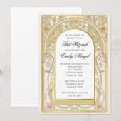 Bat mitzvah uitnodiging retro vintage bloem (Voorkant / Achterkant)