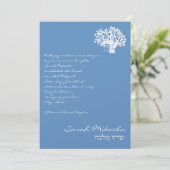Bat Mitzvah Uitnodiging Sarah Mikaela Blue Tree (Staand voorkant)