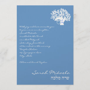 Bat Mitzvah Uitnodiging Sarah Mikaela Blue Tree