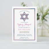 Bat Mitzvah Uitnodiging - Ster van David w/Gold (Staand voorkant)