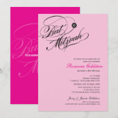 BAT MITZVAH UITNODIGINGEN:: typoflourish 2 Kaart (Voorkant / Achterkant)