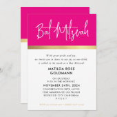 BAT MITZVAH ultra trendy modern roze zwart goud Kaart (Voorkant / Achterkant)