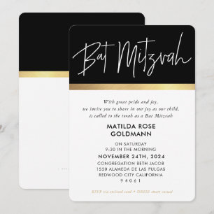 BAT MITZVAH ultra trendy modern stijlvol zwart gou Kaart