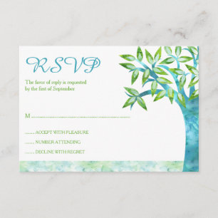 Bat mitzvah vert turquoise RSVP d'arbre