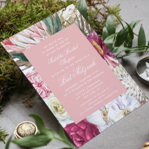 Bat Mitzvah Waterverf Floral Kaart