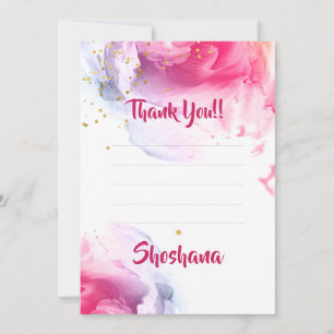 Bat Mitzvah Waterverf Glitter Blank Bedankkaart
