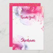 Bat Mitzvah Waterverf Glitter Blank Bedankkaart (Voorkant / Achterkant)