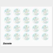 Bat Mitzvah Waterverf Pastel Blue Gold Hartelijk d Ronde Sticker (Vel)