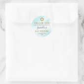 Bat Mitzvah Waterverf Pastel Blue Gold Hartelijk d Ronde Sticker (Tas)