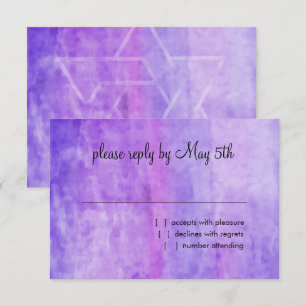 Bat Mitzvah Waterverf Streak Paarse ster David RSVP Kaartje