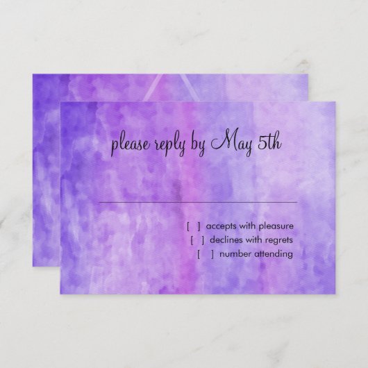 Bat Mitzvah Waterverf Streak Paarse ster David RSVP Kaartje (Voorkant / Achterkant)