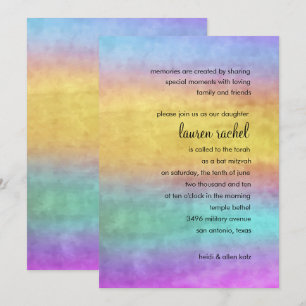 Bat Mitzvah Waterverf Streaks Kaart