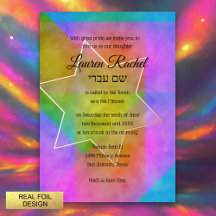 Bat Mitzvah Waterverf Vibrant Colorful Star