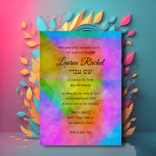Bat Mitzvah Waterverf Vibrant Colorful Star Kaart