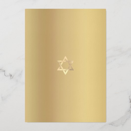 Bat Mitzvah Zwart Elegant Modern Script Echt Goud Folie Uitnodiging (Achterkant)