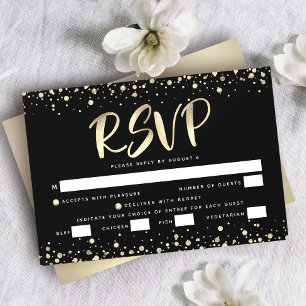 Bat Mitzvah Zwarte Goud Folie Glitter Script Entré RSVP Kaartje