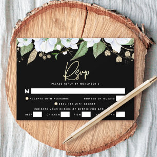 Bat Mitzwa Zwarte Goud Schrift Waterverf Bloemstuk RSVP Kaartje