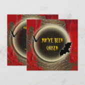 Bat moon halloween party kaart (Voorkant / Achterkant)