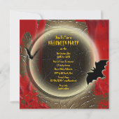 Bat moon halloween party kaart (Achterkant)