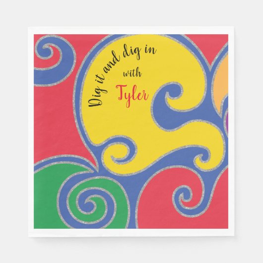 Bat of Bar Mitswa servet glinsterende krullen (Voorkant)