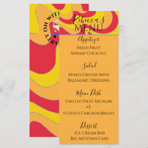 Bat of Bar Mitzvah Elegant Silvery Swirl Food Menu