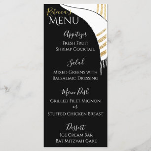Bat of Bar Mitzvah Zwart/Goud Voedsel Menu