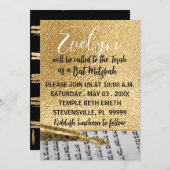 Bat ou Bar Mitzvah Elegant Torah Yad Invitation (Devant / Derrière)