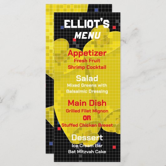 Bat ou bar Mitzvah JEU SUR LE Menu Alimentaire (Devant / Derrière)