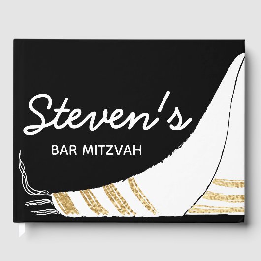 Bat ou Bar Mitzvah Party Black Gold Livre d'or (Recto)