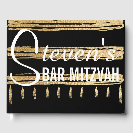 Bat ou Bar Mitzvah Party Gold Tallit livre d'or (Recto)