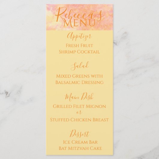 Bat ou Bar Mitzvah Simply Subtil Food Menu (Devant)