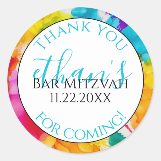 Bat ou Barre Mitzvah Un Splash de couleur Sticker (Devant)