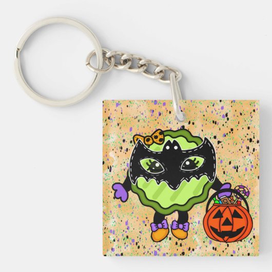 Bat Pickle | Funny Halloween Pickle Sleutelhanger (Voorkant)