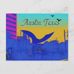 Bat sculptuur van Austin in Neon Briefkaart