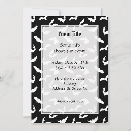 Bat Silhouettes Invitation Motif (Dos)