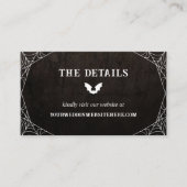 Bat & Spiderwebs Gothic Halloween Bruiloft Details Informatiekaartje (Voorkant)