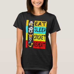 Bat Sports Cricket Pro Eat Slaap Cricket Herhalen T-shirt