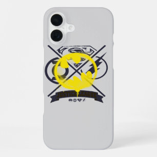 Bat Symbool Getagd Over Justice League iPhone 16 Plus Hoesje
