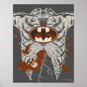 Bat Symbool Ribcage Collage Poster