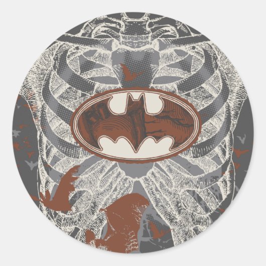 Bat Symbool Ribcage  Collage Ronde Sticker (Voorkant)