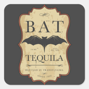Bat Tequila Halloween Label