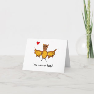 Bat Valentijnsdag Card - Animal Pun-serie Feestdagen Kaart