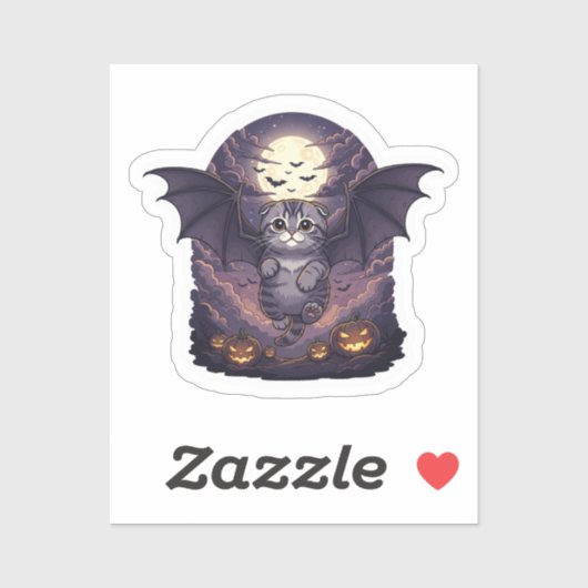 Bat Wing Fold - Schotse Vouw Bat Cat Halloween Sticker (Vel)