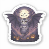 Bat Wing Fold - Schotse Vouw Bat Cat Halloween Sticker (Voorkant)