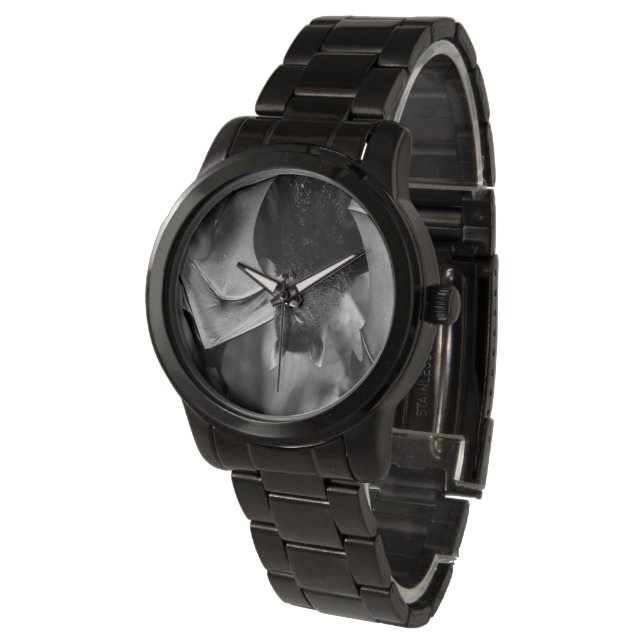 Bat Wings Ladies Black Steel Bracelet Montre (Incliné)