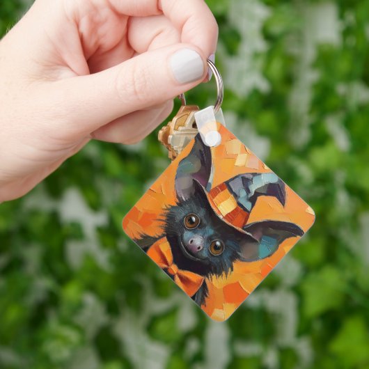 Bat with Patchwork Witch Hat Sleutelhanger (Hand)